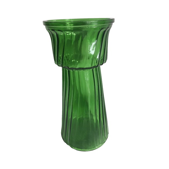 Hoosier 4089 Ribbed Glass Vase‎ Emerald Green Large Top Cylinder Bottom 1960s - Picture 2 of 7